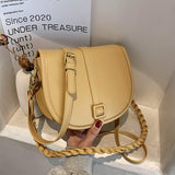 Weave Shoulder strap Saddle bag 2021 Fashion New Quality PU Leather Women's Designer Handbag Solid color Shoulder Messenger Bag