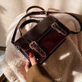 Christmas Gift Vintage Square Tote bag 2021 Fashion New High quality PU Leather Women's Designer Handbag Portable Shoulder Messenger Bag Purses