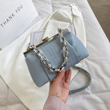 с доставкой Design Small Stone Pattern PU Leather Crossbody Shoulder Bags for Women 2021Summer Thick Chain Handbags Female Totes