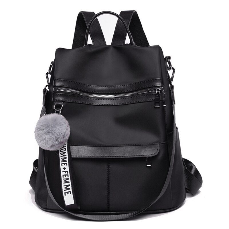 Vvsha Backpack waterproof Oxford cloth material 2022 new simple college style bag youth girl backpack gift hair ball pendant