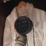 Lattice Mini Round Crossbody bag 2021 Fashion New High-quality PU Leather Women's Designer Handbag Chain Shoulder Messenger Bag