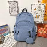 Back to College Waterproof Nylon Women Backpacks Female Solid Color Back Pack Double Pocket Travel Bag Teenage Girls Schoolbag Backpack School