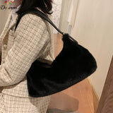 Christmas Gift DORANMI Soft Fur Hobos Shoulder Bags For Women 2020 Winter Flap Female Handbags Solid Fur Top-handle Handbags Bolsos Mujer BG963