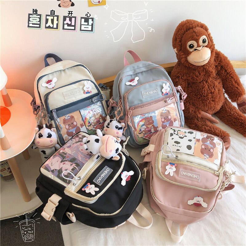 Women Korean Style  Backpack Kawaii Travel Shoulder Bag for Tennage Girls  Multi-purpose Casual Ladies Small School Backpack