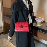 New Fashion Handbag for Women High Quality Pu Leather Shoulder Bag Chain Strap Female Crossbody Bag Line Grid Square Bags