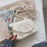 Pu Leather Flap Crossbody Bags for Women 2021 Fashion Luxury Trendy Summer Shoulder bags Pearl chain ladies Handbags and Purses
