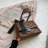 Vvsha Small Flap Women's Bag 2023 New V-Shaped Stripes Crossbody Bag Silk Ribbon Female Handbags Solid Color Leather Tote Shoulder Bag