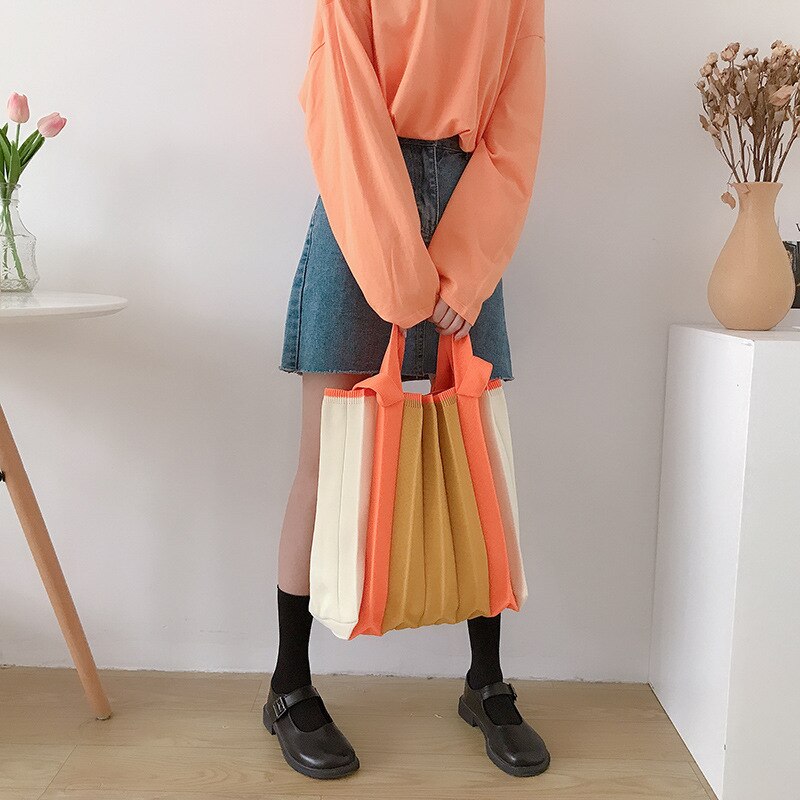 New Autumn and Winter Women Shoulder Bags Wool Knit Shoulder Bag for Girl Large Capacity Women Handbags Retro Fashion Female Bag