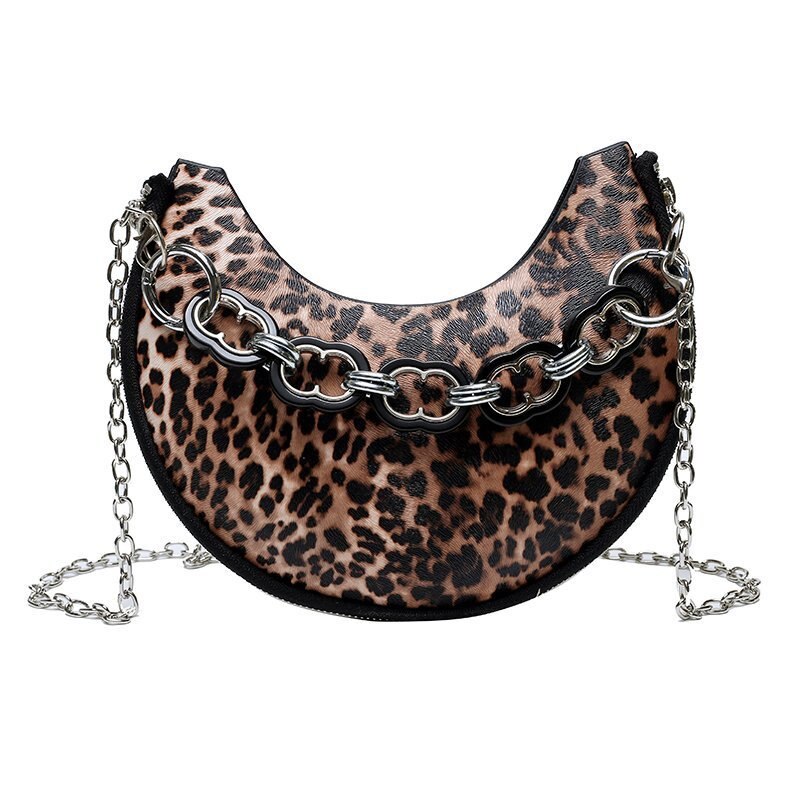 Christmas Gift 2021 New Creative Women's Leopard Chest Bag Shoulder Bag Handbag Purse Women Half Moon Serpentine Zebra Pattern Underarm Bag