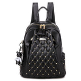 Luxury women backpack high quality leather Lozenge backpacks designer lady  Rivets travel backpack shoulder bags school bags