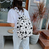 Vvsha Cow Milk Print Canvas Backpack Women Students Girls Daily Casual Bag Large Capacity Shoulder School Bag 2022 Fashion Popular
