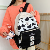 DCIMOR New Cow Pattern Nyon With Suede Women Backpack Female Lovely School Bag for Teenage Girls Contrast Color Travel Mochila