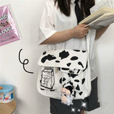 Cow Print Crossbody Bag For Women Nylon Waterproof Shoulder Purse Messenger Bag Lightweight Pocketbooks