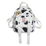 Christmas Gift Women's mini small cow pattern backpack Fashion contrast nylon outing backpack Cute girls' casual student schoolbag 2021 Neww