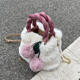 с доставкой 2021 Luxury Designer Bucket bag Women Handbags Faux Fur Plush Shoulder Bags Crossbody Bag Clutch Purse Sweet Cute