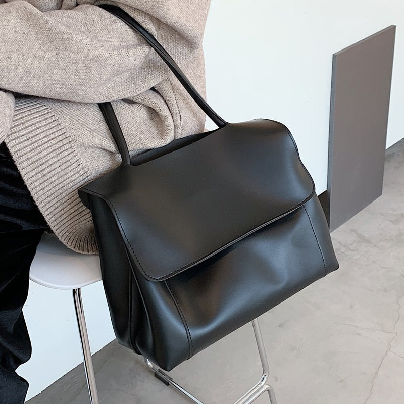 Back to College Vintage Large Tote bag 2021 Fashion New High quality PU Leather Women's Designer Handbag High capacity Shoulder Bags Armpit bag