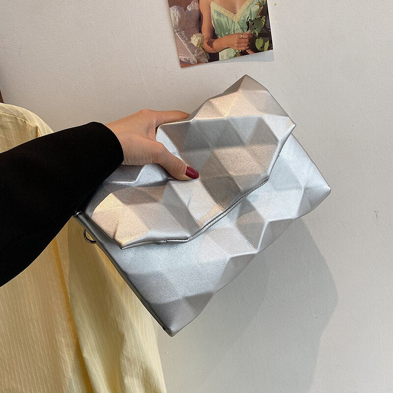 Christmas Gift с доставкой Geometry Envelope Design PU Leather Crossbody Shoulder Bags for Women 2021 Summer Luxury Female Solid Color Handbag