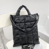 LEFTSIDE Designer Fluffy Tote Black Big Soft Nylon Shoulder Bags for Women 2021 Winter Female Trend Handbags Branded Trending