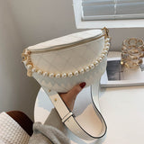 Luxury Women Fanny Pack High Quality Waist Bag Pearls Shoulder Crossbody Chest Bag Female Belt Bag Designer Brand Handbag wallet