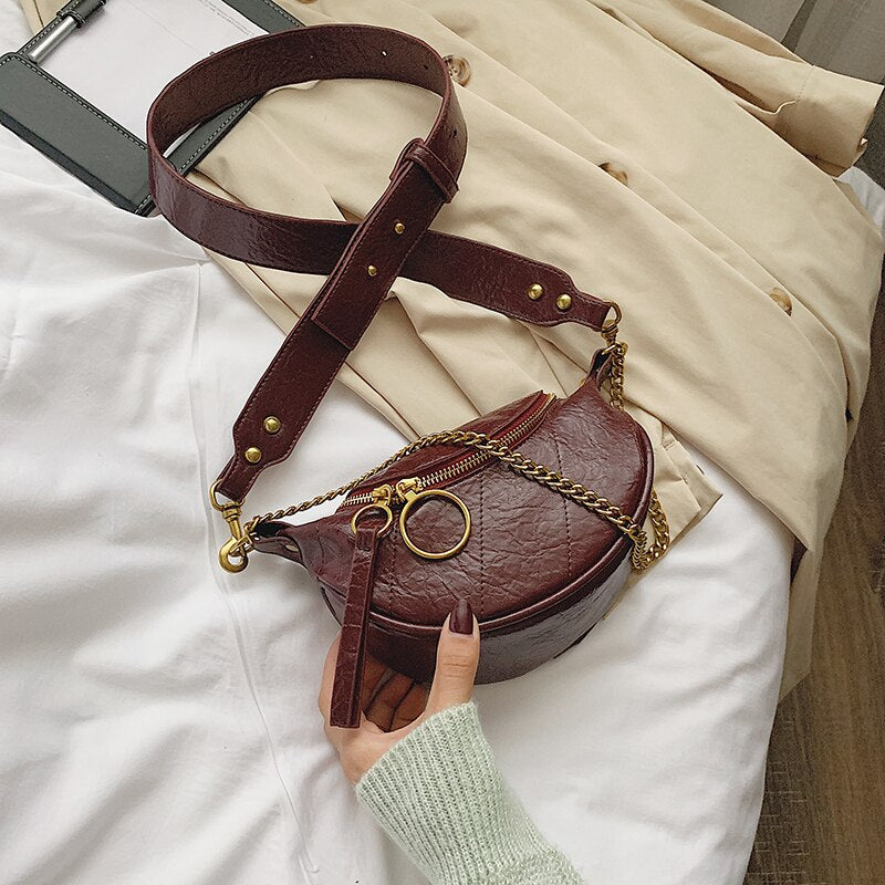 Fashion Quality PU Leather Crossbody Bags For Women 2021 Chain Small Shoulder Simple Bag Lady Travel Handbags And Purses