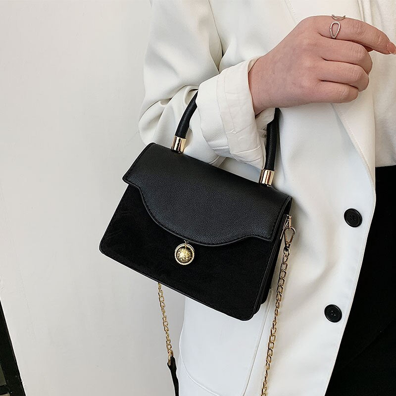 Back to College vintage flip square Female Tote bag 2021 new high quality PU leather Women designer handbag lock chain shoulder messenger bag