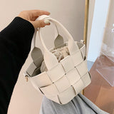 Christmas Gift Weave Tote Bucket bag 2021 Fashion New High-quality Leather Women's Designer Handbag Travel Shoulder Messenger Bag Phone Purses