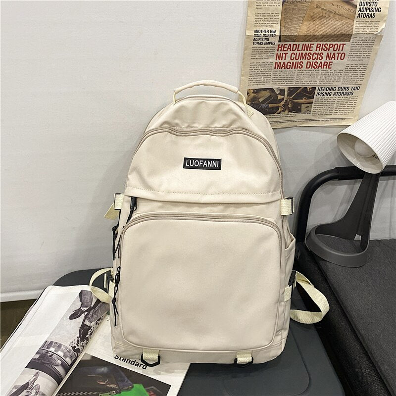 DCIMOR New Unisex Waterproof Nylon Big Backpack Solid Color Double Layer Laptop Backpack College Couples High Quality Schoolbag
