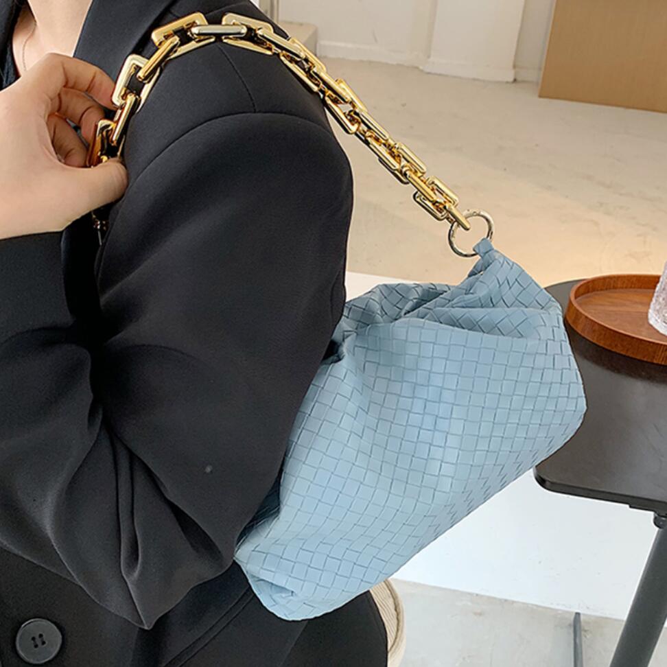 Thick Chain Armpit bag 2021 Fashion New High quality PU Leather Women's Designer Handbag High capacity Weave Shoulder Bags