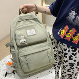 DCIMOR New Solid Color Women Backpack Female Multi-pocket Waterproof Nylon Travel Bag High quality Schoolbag for College Girls