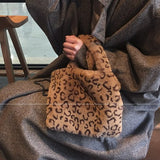 chain large plush handbag new cute bags fashion shoulder Crossbody bag female leopard female bag Messenger bag soft warm fur bag