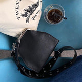 Women's Shoulder bag small Korean style Rivet wide strap Crossbody Bags for Female Crocodile Clip Messenger Bag Phone Purse bao