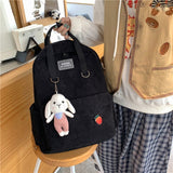 Girl Cute Student kawaii Backpack Corduroy College Ladies School Bag Stripe Female Fashion Backpack Women Harajuku Book Bag Cool