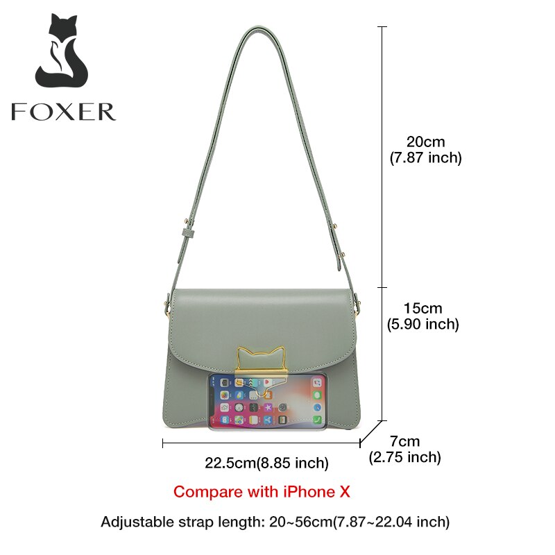 FOXER original wave design autumn and winter crossbody bag fashion all-match lady split leather shoulder bag woman square bag