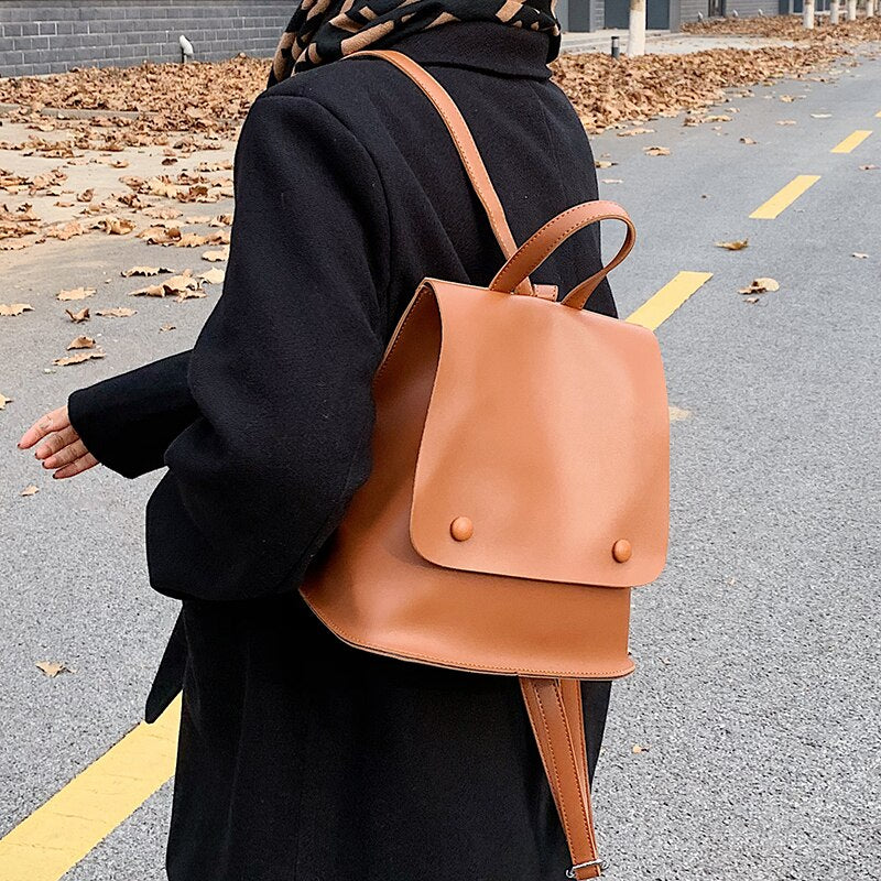 с доставкой Solid Color PU Leather Backpacks Women 2020 Fashion Female Small Backpack Lady Back Pack For School Teenagers Girls
