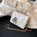 Women Chains Bag Fashion Texture Triangle Rhombus Lattice Crossbody Bag Student Shoulder Messenger Bag Cover Small Square Bag