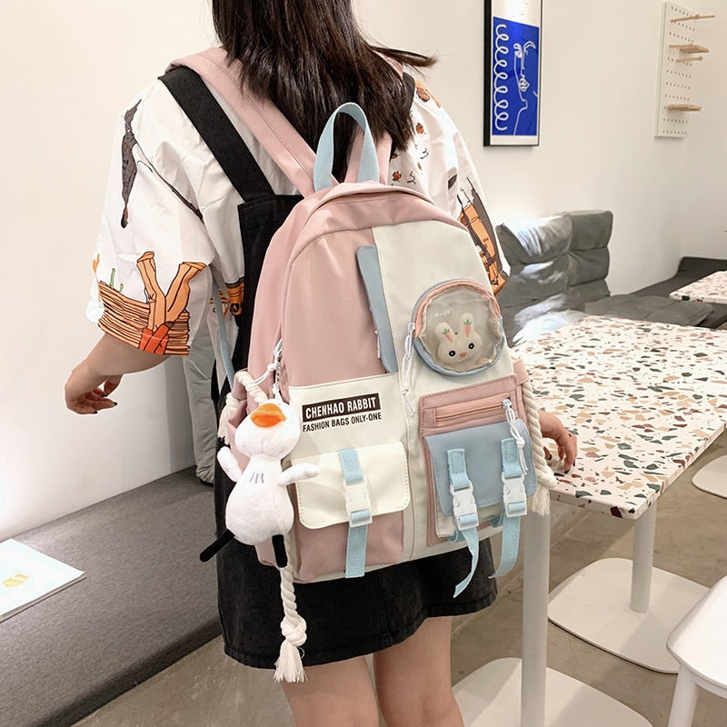 Back to College Cute Macaron College Backpacks Women Candy Color Drawstring Schoolbag for Teenage Girls Laptop Backpack Kawaii Student Book Bag