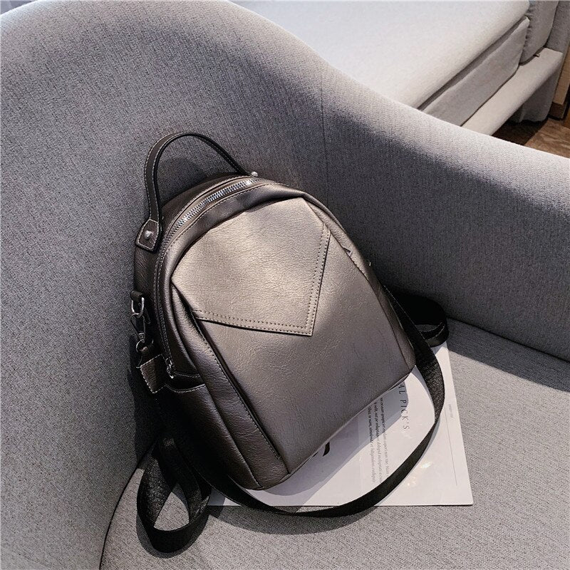 Christmas Gift Solid Color PU Leather Backpacks For Women 2020 Fashion Female Small Backpack Lady Back Pack For School Teenagers Girls