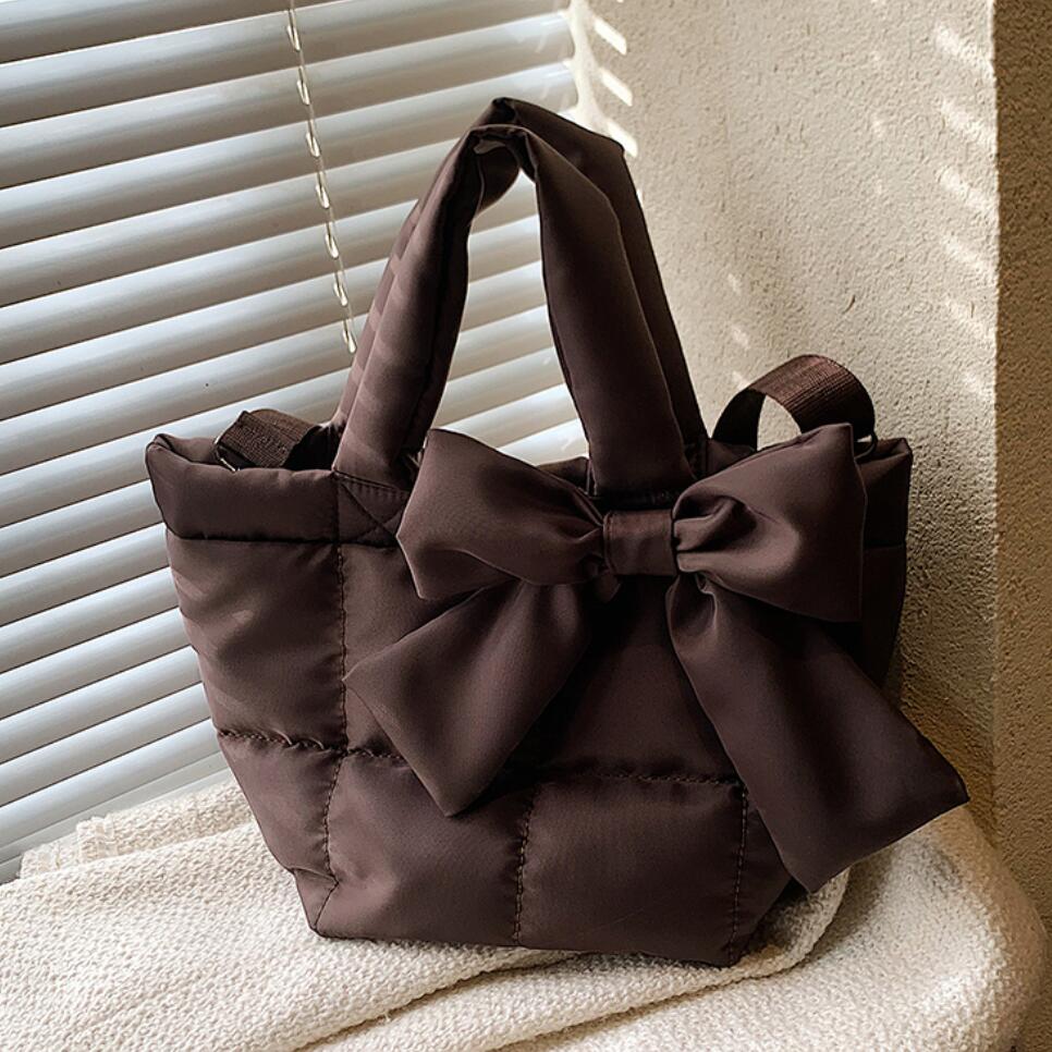 Bow Large Tote Bucket Bag 2021 Winter New High-quality Oxford cloth Women's Designer Handbag Luxury brand Shoulder Messenger Bag