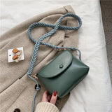 Christmas Gift Burminsa Vintage Braided Strap Flap Small Shoulder Crossbody Bags For Women Brand Designer Phone Ladies Handbags Autumn 2021