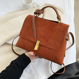 Suede Leather Black Crossbody Bag for Women 2021 Fashion Sac A Main Female Shoulder Bag Female Handbags and Purses with Scarves