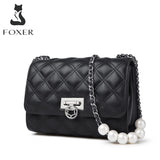 FOXER 2021 Fashion Lattice Bag for Women Small Shoulder Bag Cow Leather Lady Casual Crossbody Bags Classic Brand Messenger Bags
