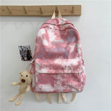 New Tie-dye Canvas Women Backpack Female Lovely Travel Bag Teenage Girls High Quality Schoolbag Lady's Knapsack Small Book Bag