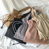 Women Corduroy Shoulder Bags Large Capacity Drawstring Canvas Cloth Handbag Tote Big Eco Shopping Bag College School Books Bag