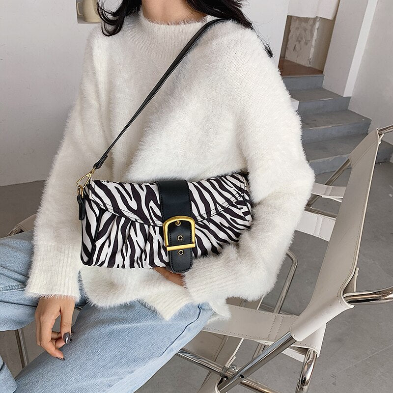FANTASY Zebra Pattern Underarm Bags For Women Fashion Design Baguette Bag Newest Handbag Luxury Messenger Shoulder Bags Hot Sale