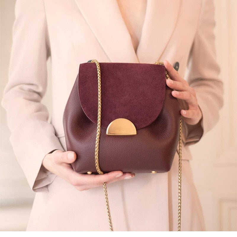 Rivets Leather Bucket Bag Designer Crossbody Bags Purse for Women –  igemstonejewelry