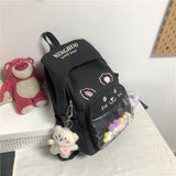 Back to College 2021 Cute Pink Women Backpack Cartoon Bunny Anime School Bag Kawaii Bear Teenage College Girls Clear Book Bag Big Korea Bagpack