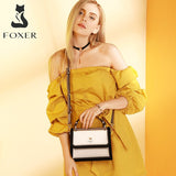 FOXER Women's Luxury Shoulder Messenger Bag Cowhide Fashion Female Casual Totes Flap Cross-body Bag Commute Ladies Handle Bags