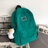 Christmas Gift Summer Fashion Green Backpack Women's Men's Solid Color Nylon Leisure Travel Backpack Unisex College Style Student Schoolbag