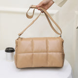 Vvsha Big Leather Shoulder Bags For Women Quilted Plaid Crossbody Bag Large Capacity Messenger Bag New Ladies Flap Design Handbags Sac