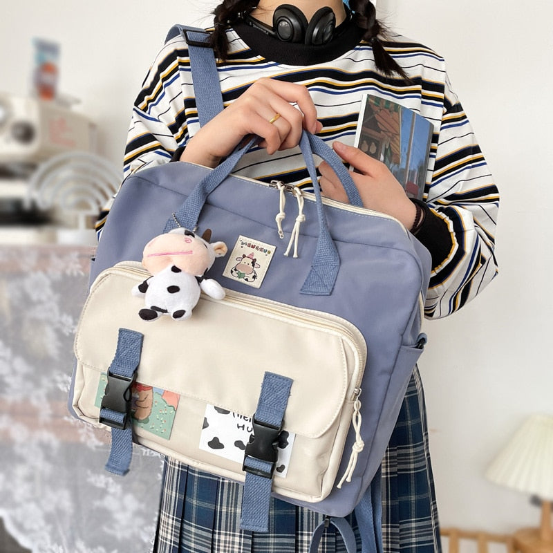 Back to College DCIMOR Lovely Multifunctional Backpack Teenage Girl Buckle Travel Bag Female Small Schoolbag Transparent Pocket Women Backpacks